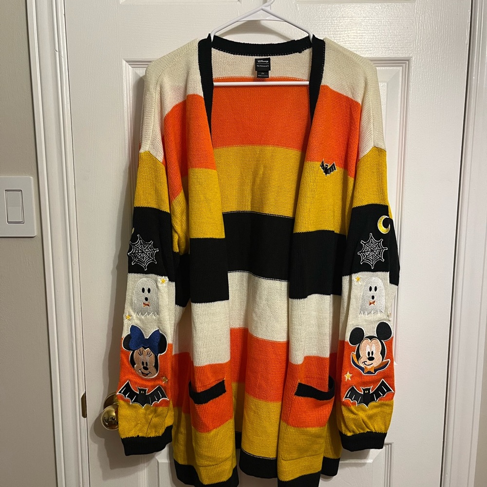 Her Universe Viral Disney Candy Corn Halloween Knit Cardigan - Picture 1 of 7